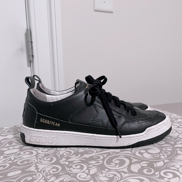 Golden Goose Black Leather YEAH Sneakers with White Trim - Picture 5 of 12